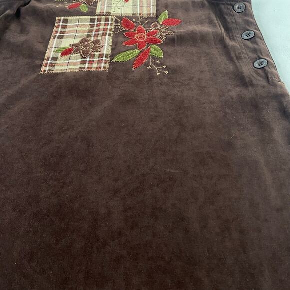 Vintage Brown Floral Patchwork Sleeveless Pinafore Midi Dress Sz Small - Picture 5 of 8